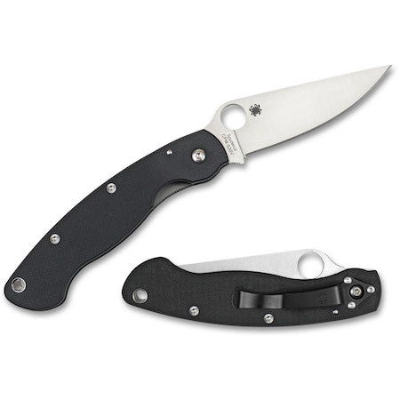 Spyderco 2024 Spyderco Military Model G-10 Black Left-Hand Plain SPY-C36GPLE
